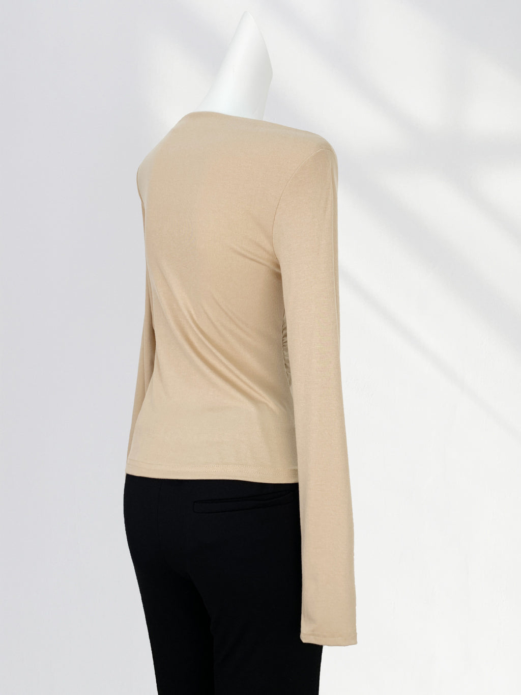 T-Shirt Femme Épaules Dénudées Manches Longues – Modal Doux, Coupe Ample