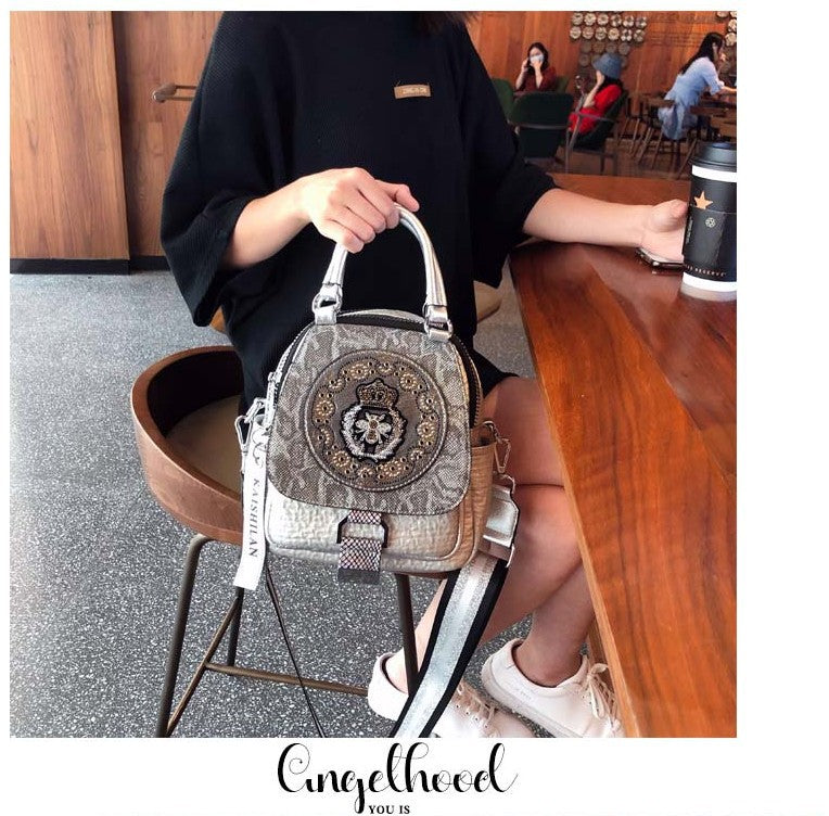 Super Hot Hot Rhinestone Backpack Women's 2025 New Fashion Women's Backpack High-end Genuine Leather Crossbody Bag Light Luxury