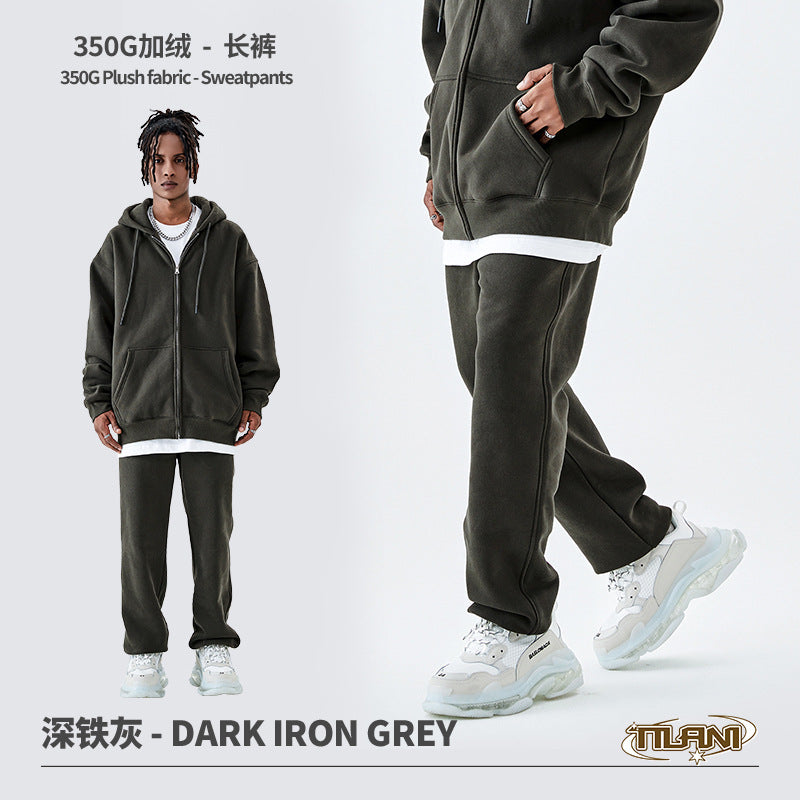 Tilani Men's Sweatshirt Cross-Border Casual Sports Suit Fashionable Pure Color Sweatshirt for Men and Women Simple Zipper Hoodie