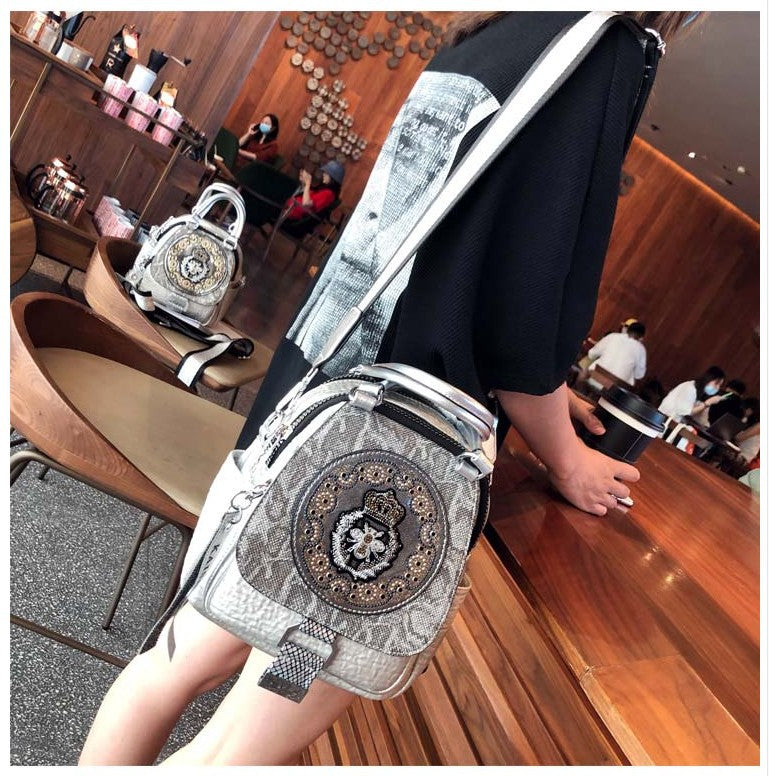 Super Hot Hot Rhinestone Backpack Women's 2025 New Fashion Women's Backpack High-end Genuine Leather Crossbody Bag Light Luxury