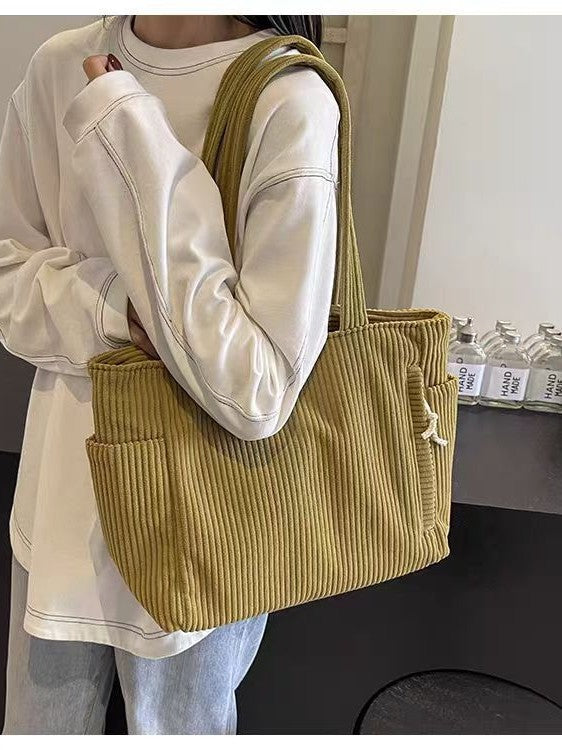 Sac cabas velours côtelé – Grande capacité