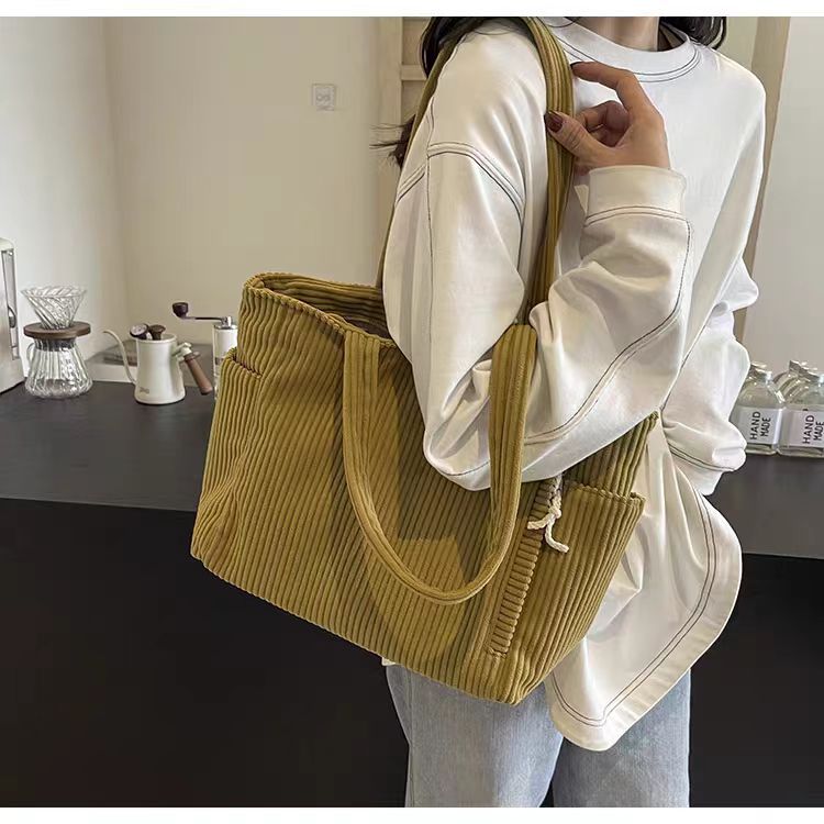 Sac Cabas Velours Côtelé Femme Grande Capacité – Tote Bag Casual Tendance