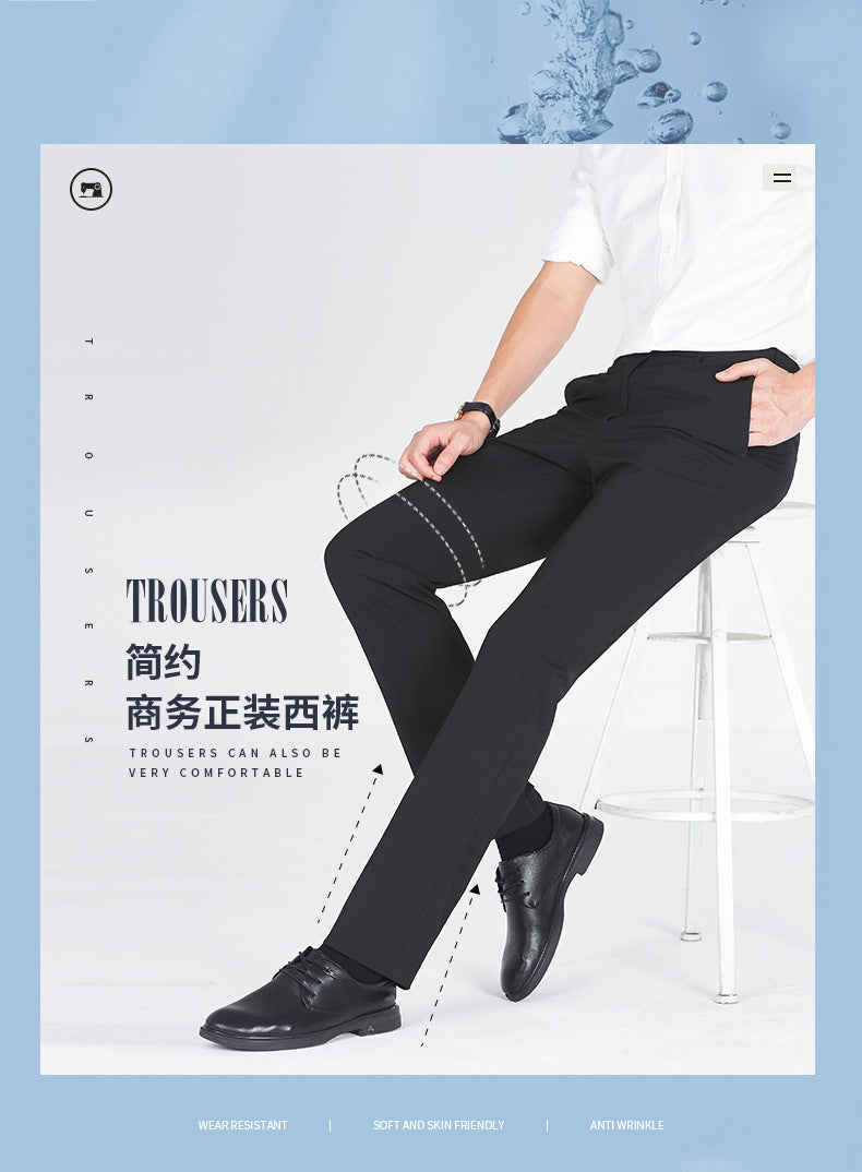 Pantalon de Costume Homme Slim Été – Évacuation Humidité, Coupe Droite