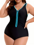 Maillot de Bain Une Pièce Grande Taille – Fermeture Éclair, Gainant, Ventre Plat
