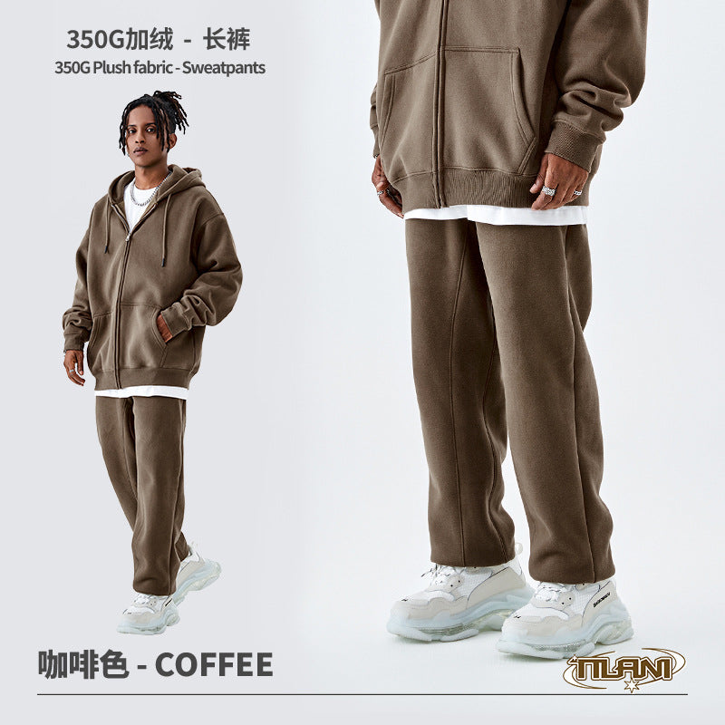 Tilani Men's Sweatshirt Cross-Border Casual Sports Suit Fashionable Pure Color Sweatshirt for Men and Women Simple Zipper Hoodie