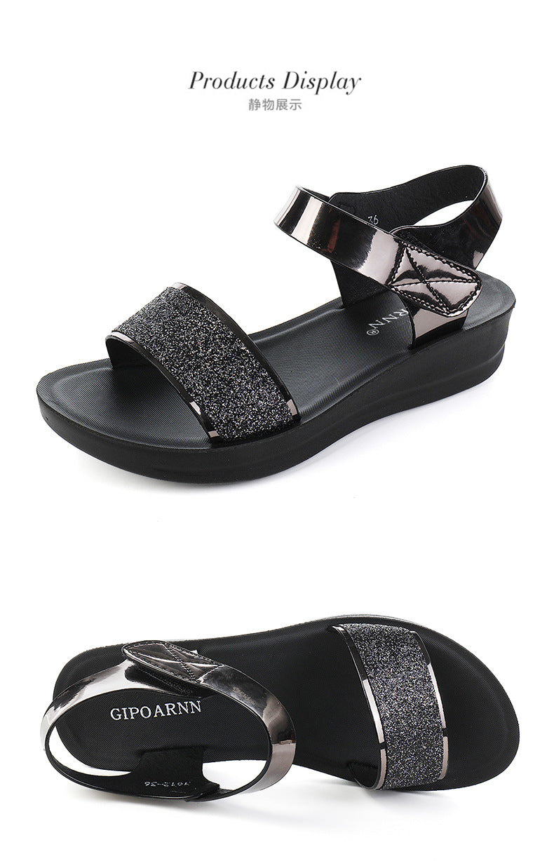 Sandales Femme Confortables Été – Semelle Épaisse, Talon Moyen, Velcro