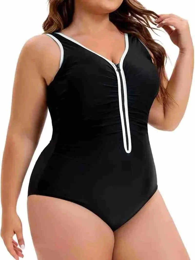 Maillot de Bain Une Pièce Dos Nu Col V – Sexy, Style Européen & Américain