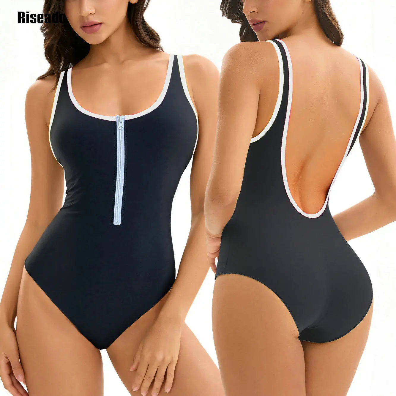 25 Color-Riseado Sport One-piece Swimwear Women 1 Pieces Swimming Surf Ladies Indoor Korean Swimsuit Plus Size Pool Bath Suit