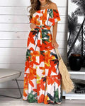 Pop 2022 New Fashion Leopard Robe Print Long Dress Ruffle Maxi Sundress Bohemian Women Summer Sexy Casual Elegant Strapless Vest