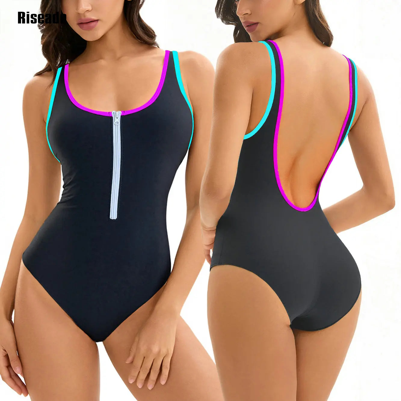 25 Color-Riseado Sport One-piece Swimwear Women 1 Pieces Swimming Surf Ladies Indoor Korean Swimsuit Plus Size Pool Bath Suit