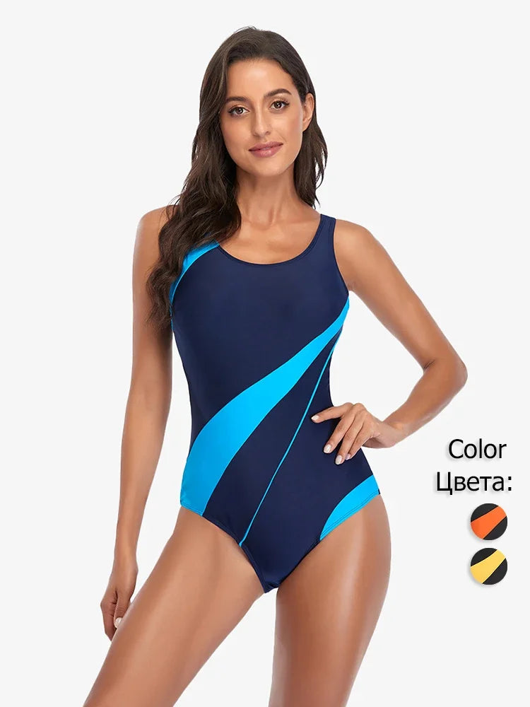 Maillot de Bain Une Pièce Femme Sport Dos Nageur – 25 Couleurs, Grande Taille