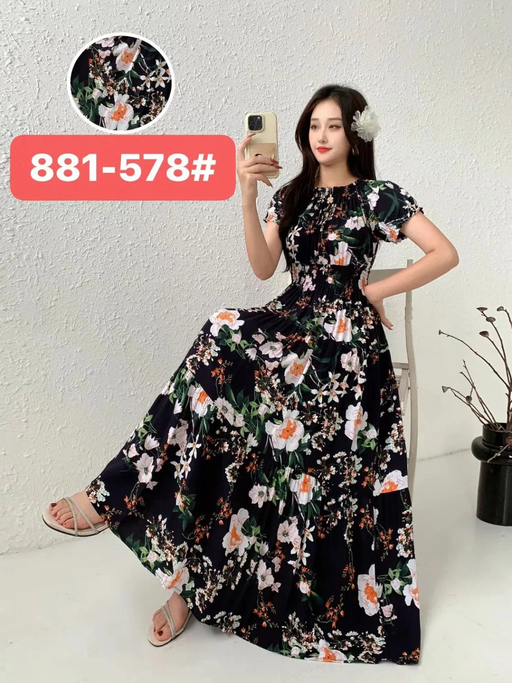 Sexy Slash Neck Long Dress Women Summer Indian Clothes Bohemian Cotton Print Floral Boho Korean Fashion Style Casual Big Skirt