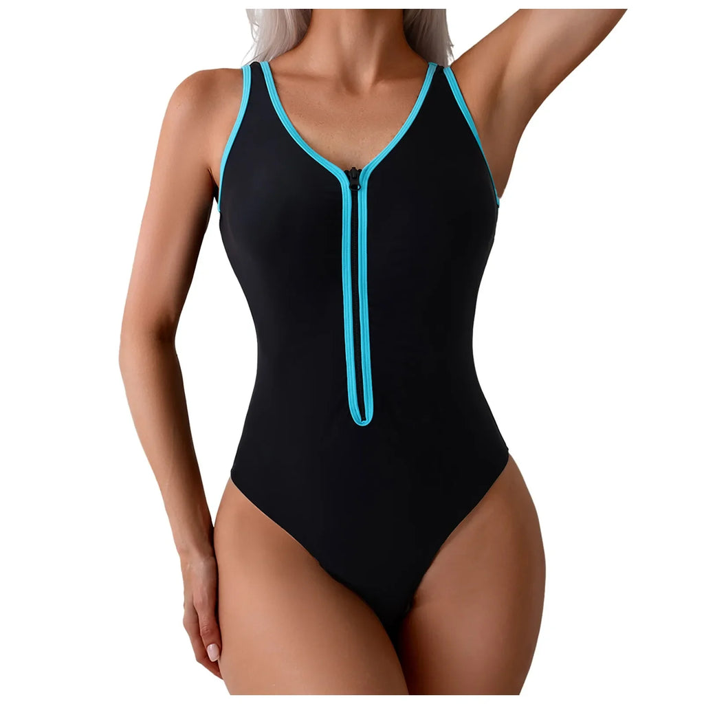 Maillot de Bain Une Pièce Femme Fermeture Éclair – Compétition, Sans Manches